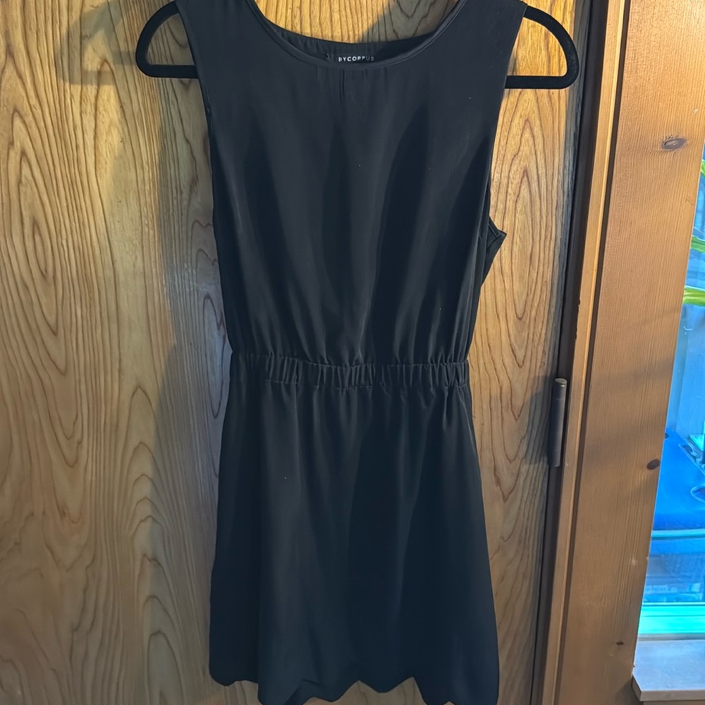 Black mini Dress with open scalloped back